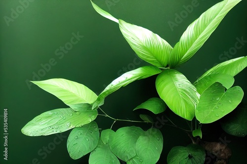 beautiful wild bush thrives in the tropical rain forest, its green leaves are so beautiful and enchanting. High quality illustration