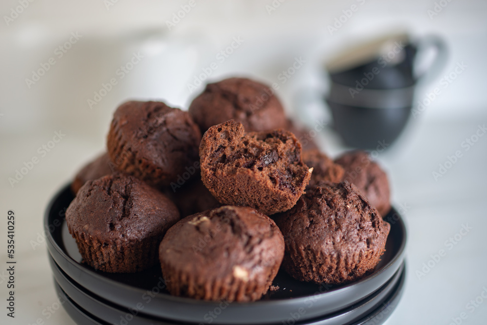 Chocolate muffins with hazelnuts 