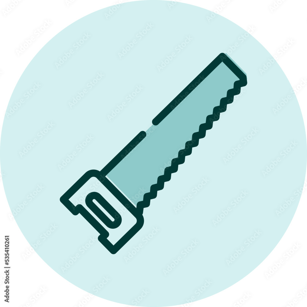 Farming saw, illustration, vector on a white background. Farming saw, illustration, vector on a white background.