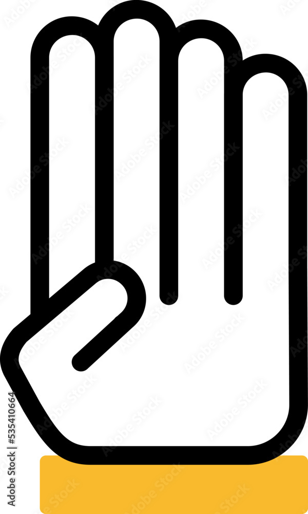 Hand four fingers, illustration, vector on a white background. Hand four fingers, illustration, vector on a white background.