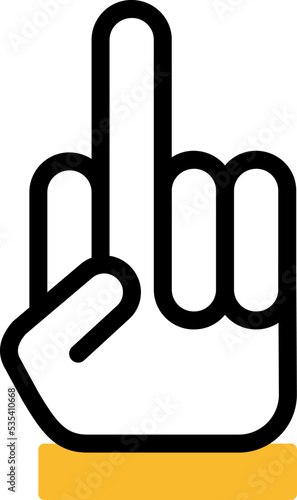 Hand middle finger, illustration, vector on a white background.