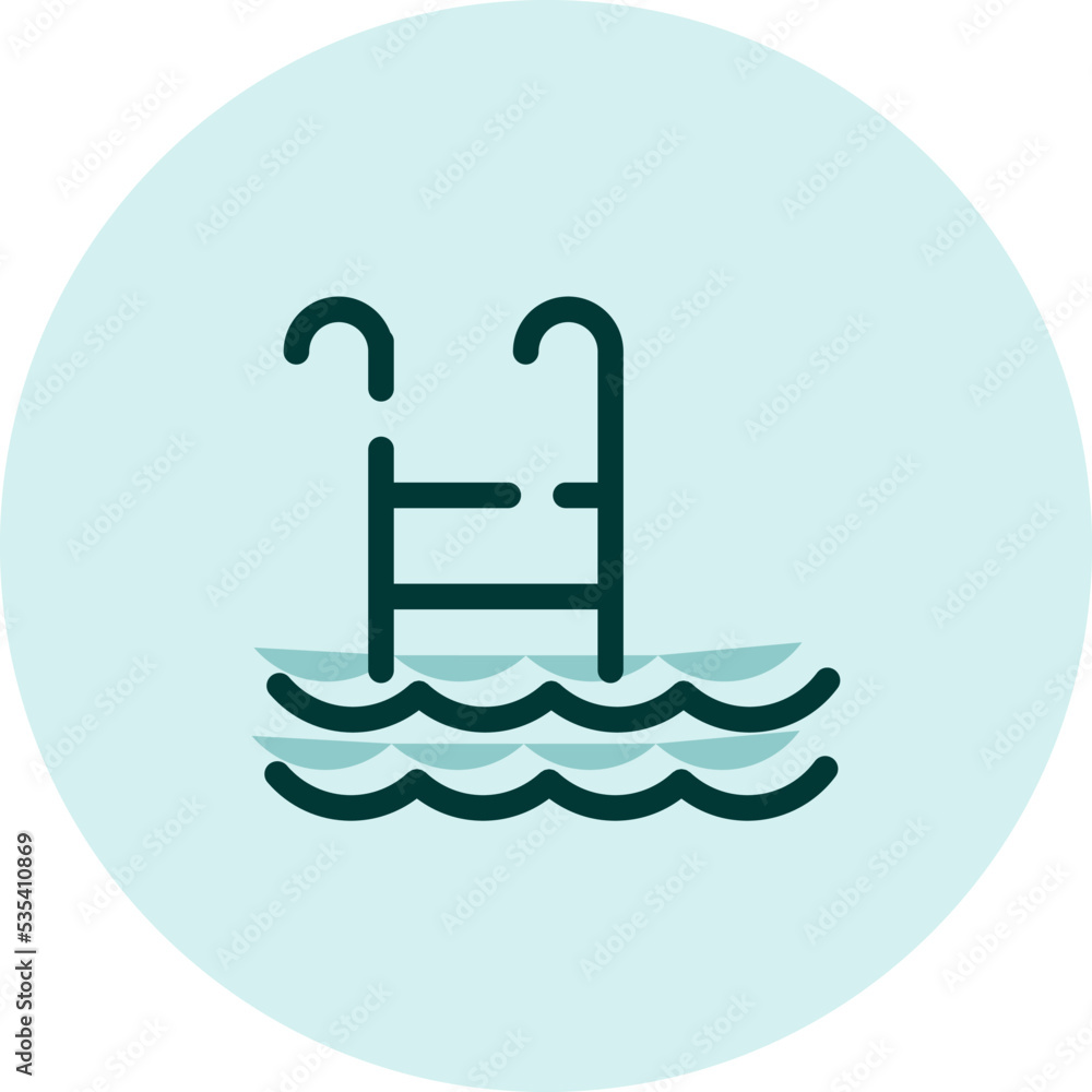 Hotel pool, illustration, vector on a white background. Hotel pool, illustration, vector on a white background.
