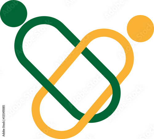 Two links together logo, illustration, vector on a white background.