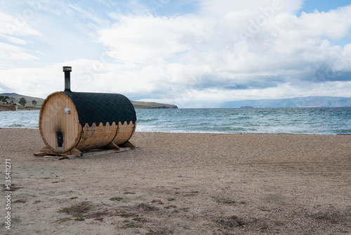 Small russian Sauna on a coast of Baikal lake