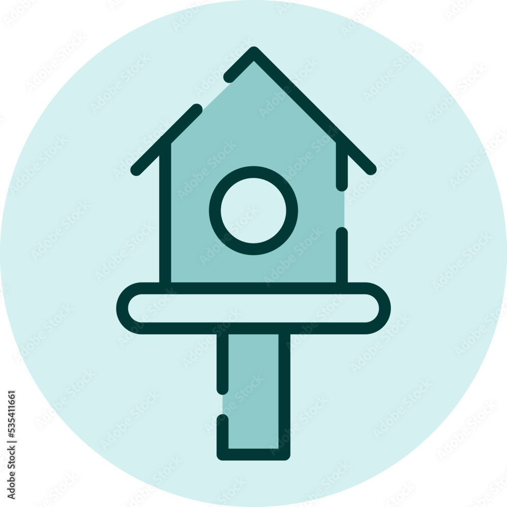 Pet bird house, illustration, vector on a white background. Pet bird house, illustration, vector on a white background.