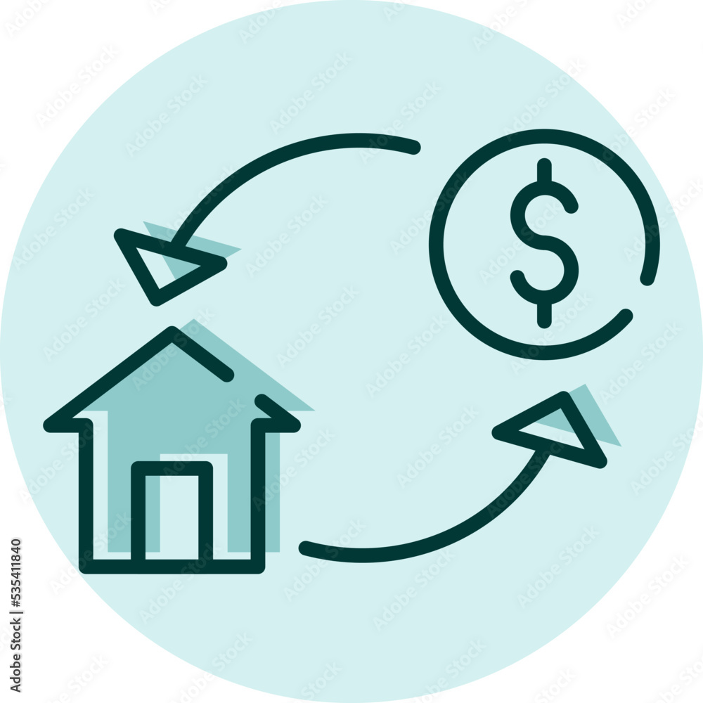 Real estate money for house, illustration, vector on a white background. Real estate money for house, illustration, vector on a white background.