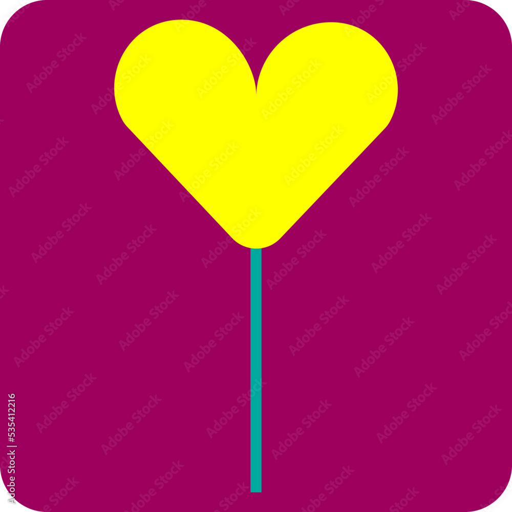 Heart lolipop, illustration, vector on a white background.