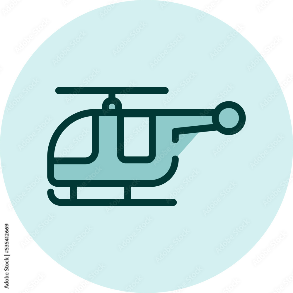 Flying helicopter, illustration, vector on a white background.