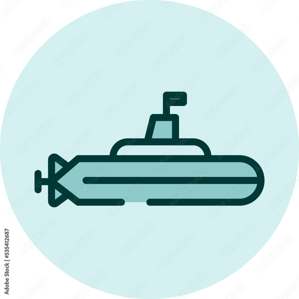 Submarine on water, illustration, vector on a white background. Submarine on water, illustration, vector on a white background.