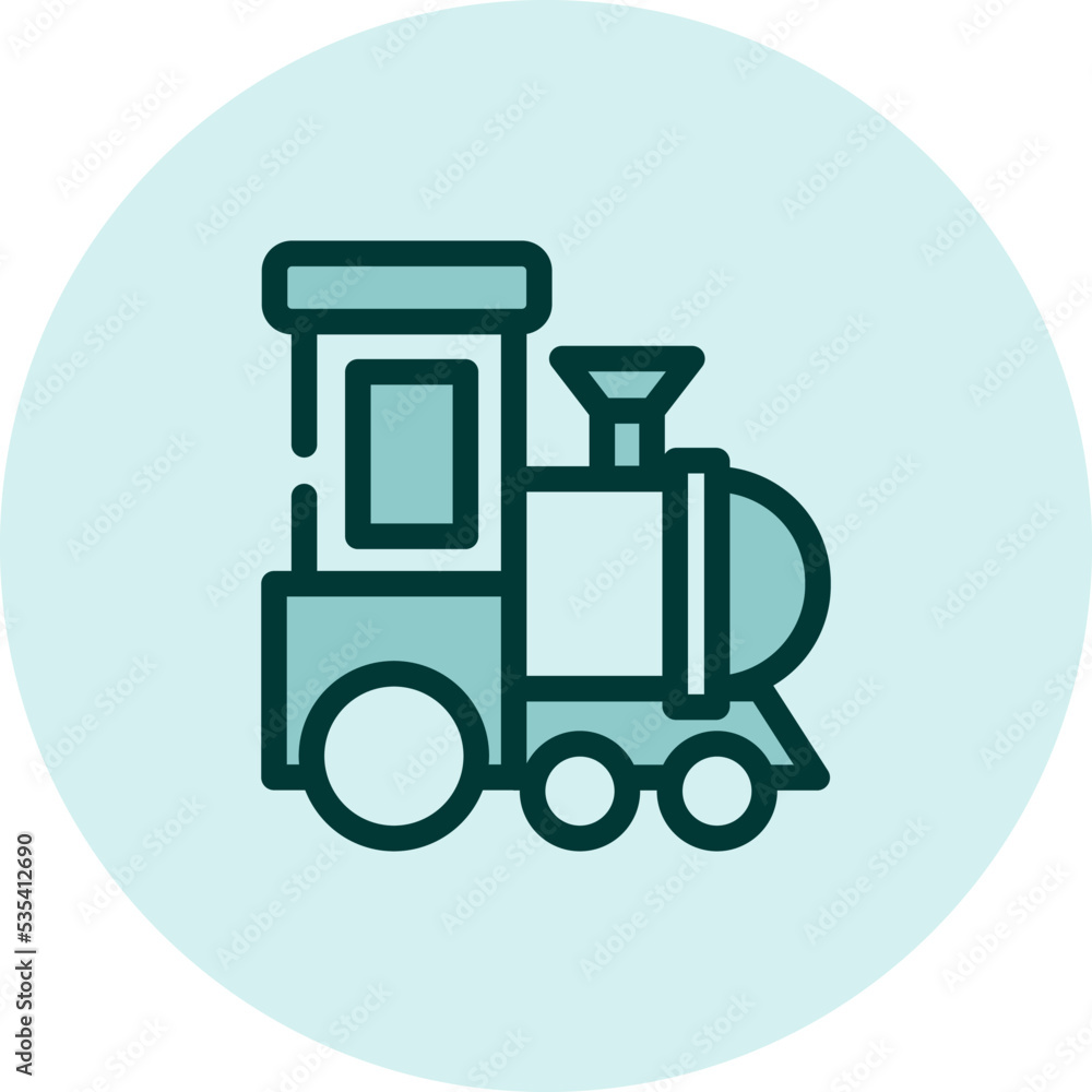 Locomotive on rails, illustration, vector on a white background. Locomotive on rails, illustration, vector on a white background.