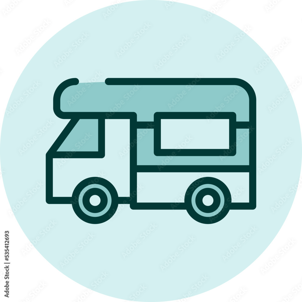 Driving van, illustration, vector on a white background.