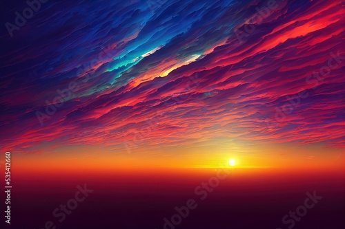 Colorful cloudy sky at sunset. Gradient color. Sky texture, abstract nature background. High quality illustration