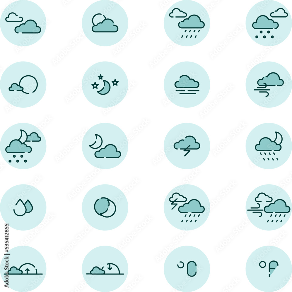 Forecast icon pack, illustration, vector on a white background.