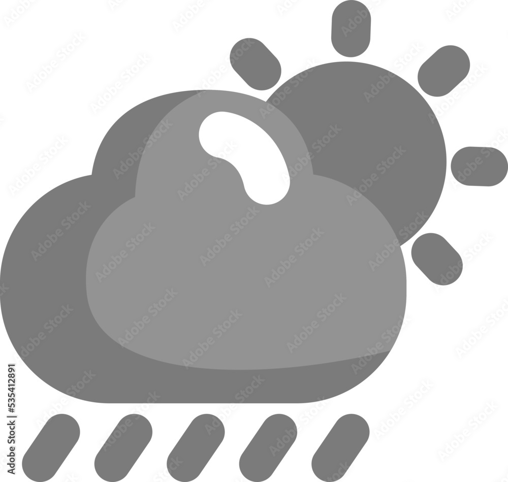 Obraz premium Sunny with rain, illustration, vector on a white background.
