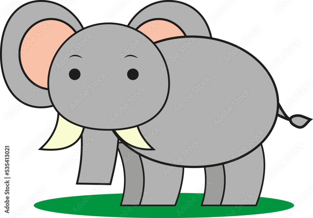 Fototapeta premium Baby elephant, illustration, vector on a white background.