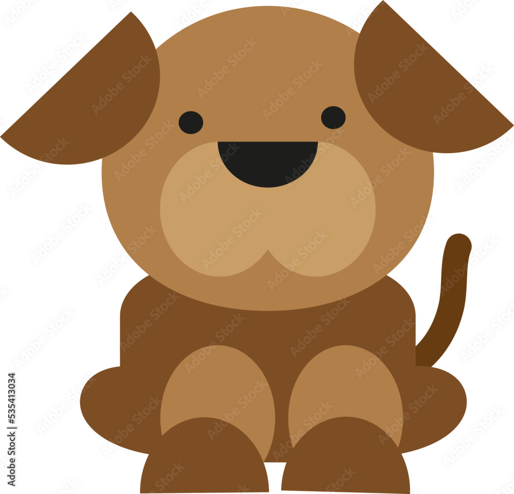 Fototapeta premium Brown baby dog, illustration, vector on a white background.