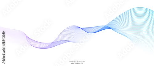 Vector wave lines smooth flowing dynamic blue purple pink gradient isolated on white background for concept of technology, digital, communication, science, music photo