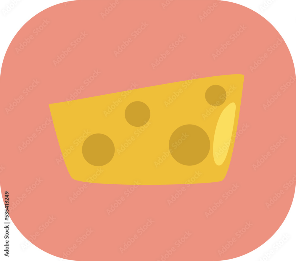 Fototapeta premium Breakfast cheese slice, illustration, vector on a white background.