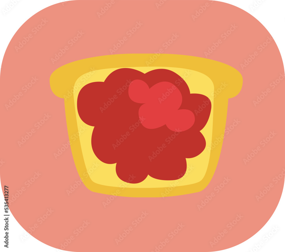 Breakfast jam on toast, illustration, vector on a white background. Breakfast jam on toast, illustration, vector on a white background.