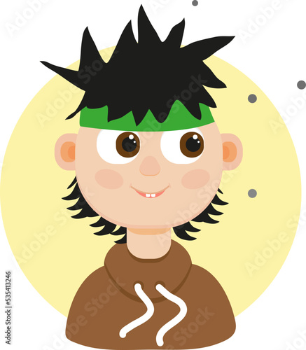 Boy with funky hair, illustration, vector on a white background.