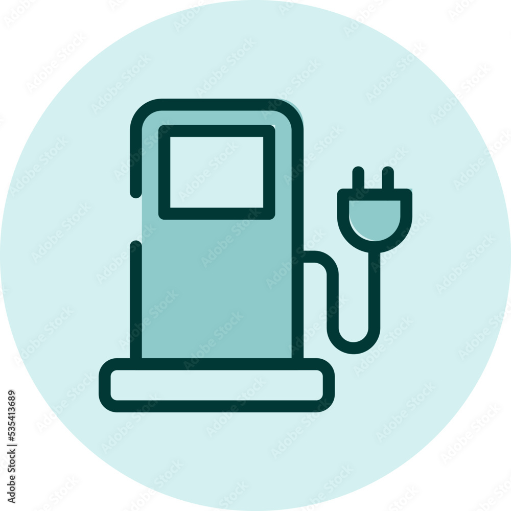 Electro car charger, illustration, vector on a white background. Electro car charger, illustration, vector on a white background.