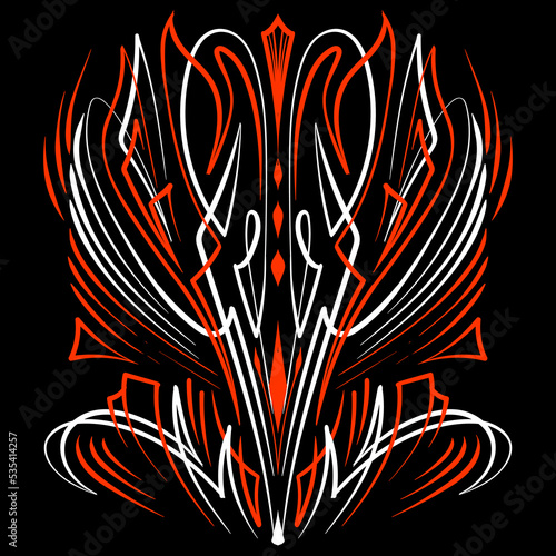 Floral art illustration. Pinstriping art motorcycle and car pinstripe vintage hand drawn. Modern tribal illustration. For vinyl sticker, painting template, tattoo, apparel, merchandise. Vector Eps 10.