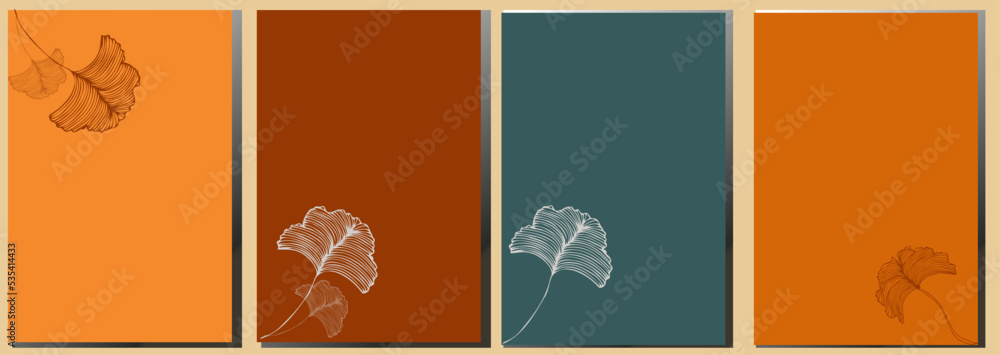 Autumn style.Vector set of abstract creative backgrounds in minimal trendy style with space for text - design templates for social media stories also can be used for card, cover, invitation