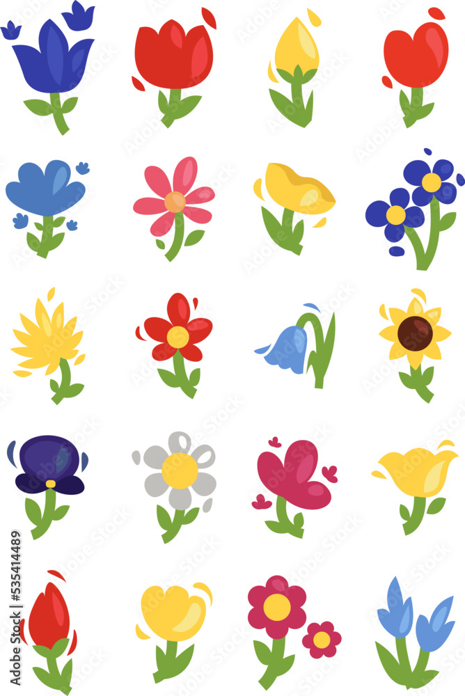Spring flowers, illustration, vector on a white background.