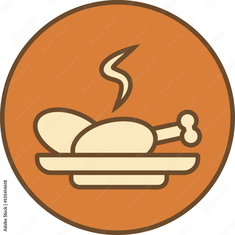 Homemade chicken, illustration, vector on a white background.