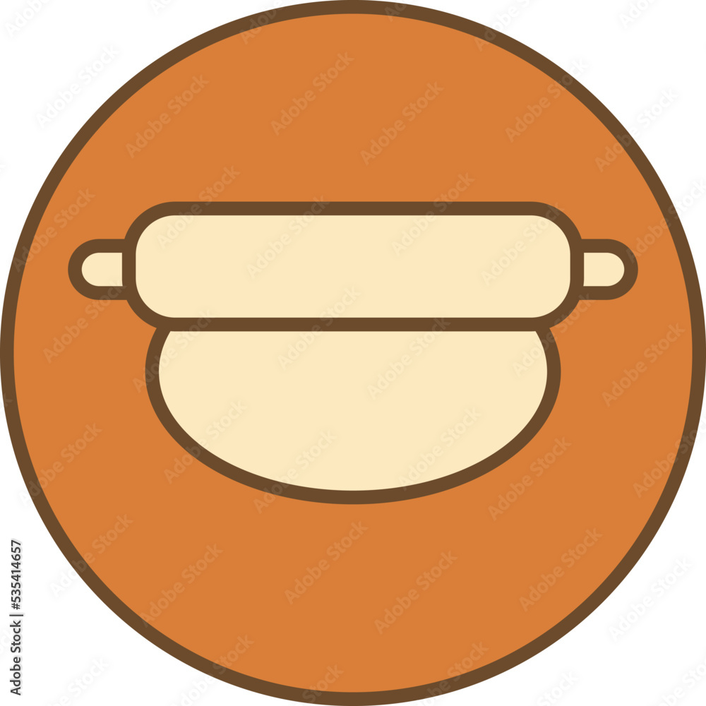 Homemade rolling pin, illustration, vector on a white background. Homemade rolling pin, illustration, vector on a white background.