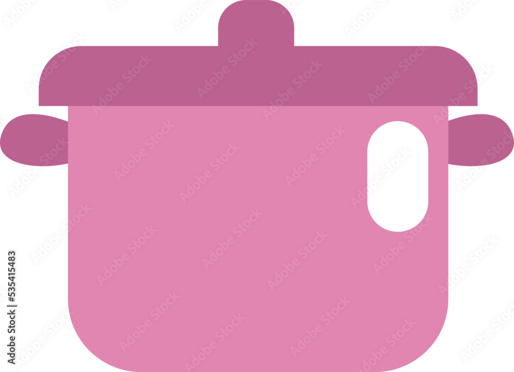 Pink kitchen pot, illustration, vector on a white background. Pink kitchen pot, illustration, vector on a white background.
