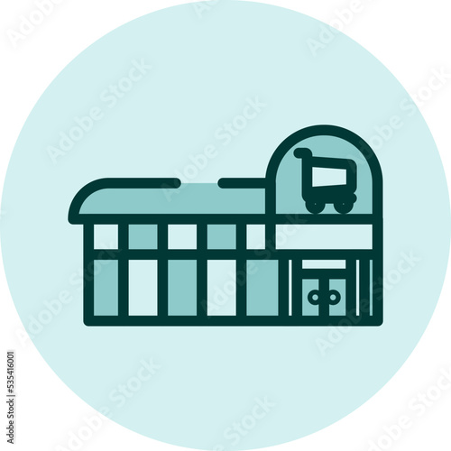 Supermarket building, illustration, vector on a white background.