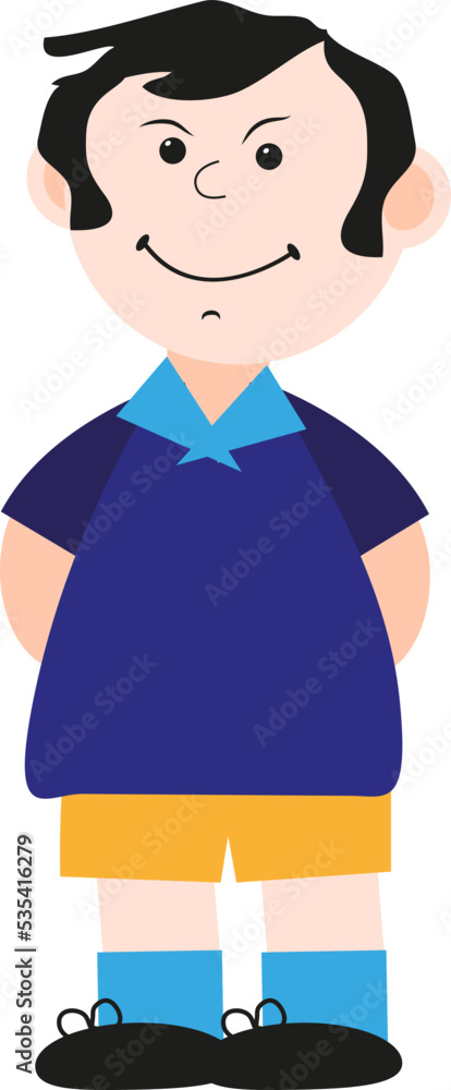 Man in blue shirt, illustration, vector on a white background.
