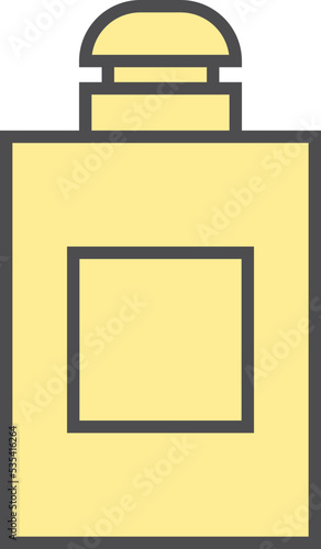 Square bottle of parfume, illustration, vector on a white background.