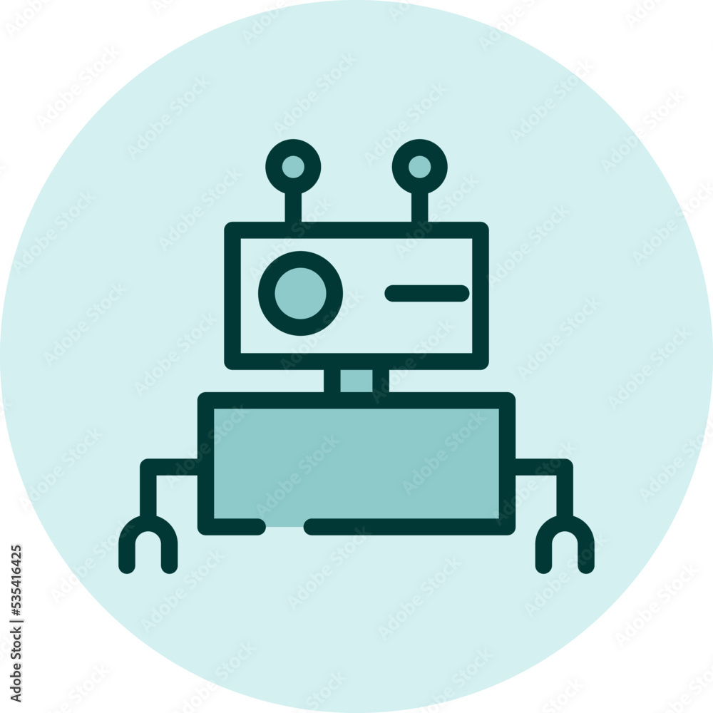 Robotic science, illustration, vector on a white background. Robotic science, illustration, vector on a white background.