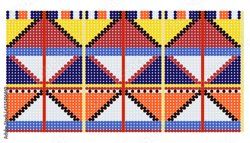 Bead african ornament. Maasai ethnic background. Tribal vector seamless pattern.
