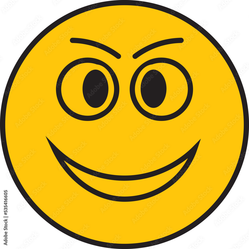 Fototapeta premium Evil smiley, illustration, vector on a white background.