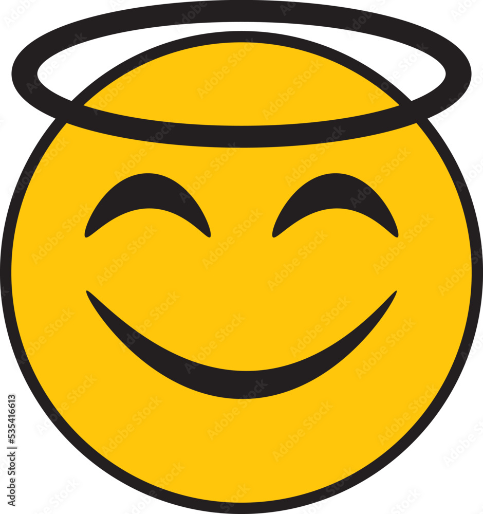 Fototapeta premium Angel smiley, illustration, vector on a white background.