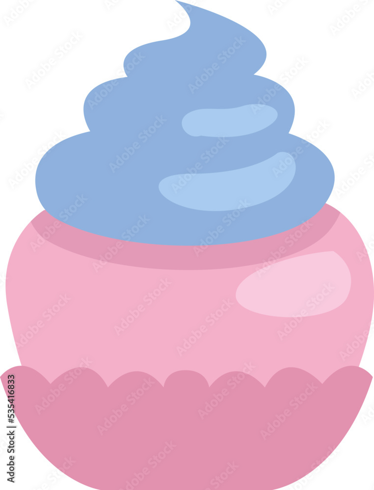 Cupcake with cream, illustration, vector on a white background. Cupcake with cream, illustration, vector on a white background.