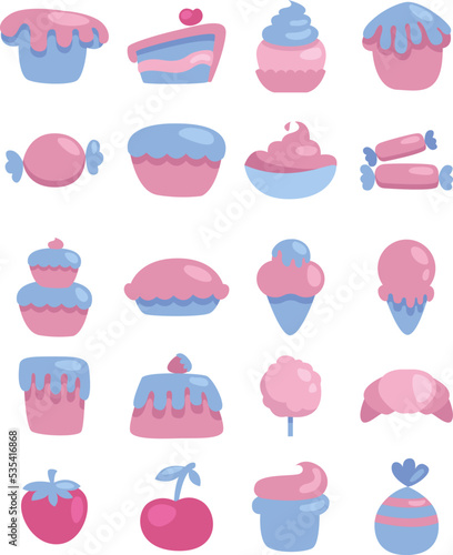 Baked sweets, illustration, vector on a white background.