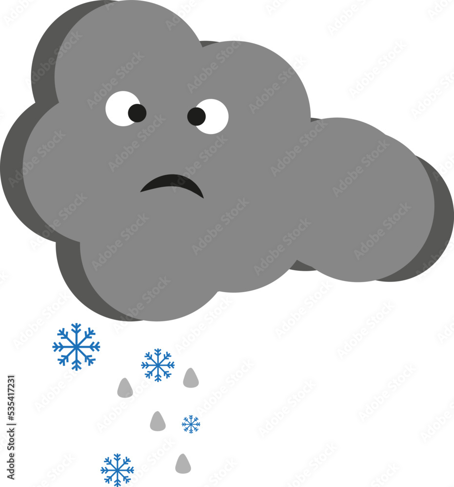 Snow with rain, illustration, vector on a white background. Snow with rain, illustration, vector on a white background.