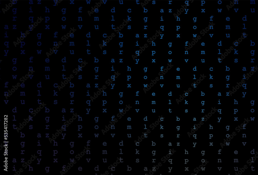 Dark blue vector layout with latin alphabet. Dark blue vector layout with latin alphabet.