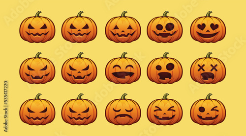 Halloween set pumpkin stickers dark