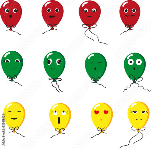 Emotional balloons, illustration, vector on a white background.