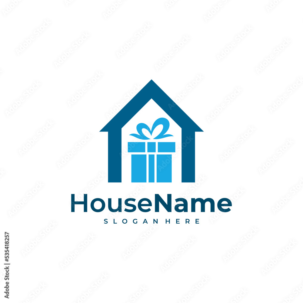 Gift House logo design template. Gift logo concept vector.