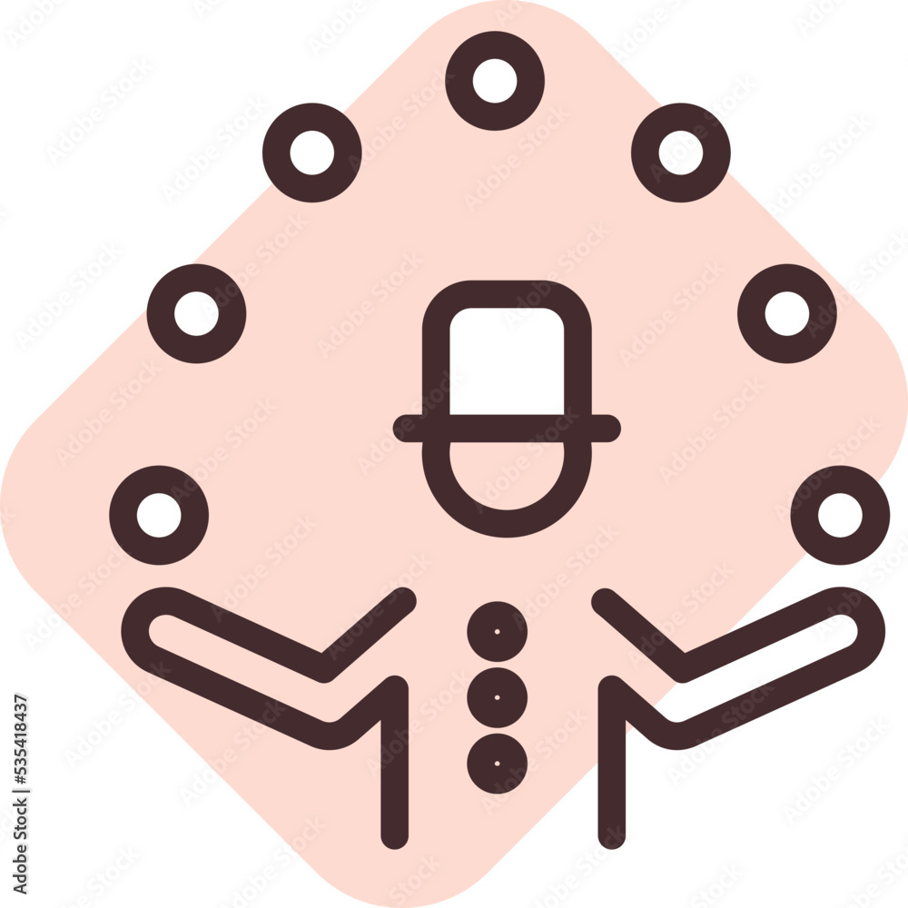 Fototapeta premium Circus juggler, illustration, vector on a white background.