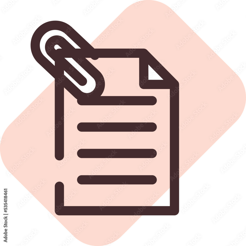 Computer document attachment, illustration, vector on a white background.