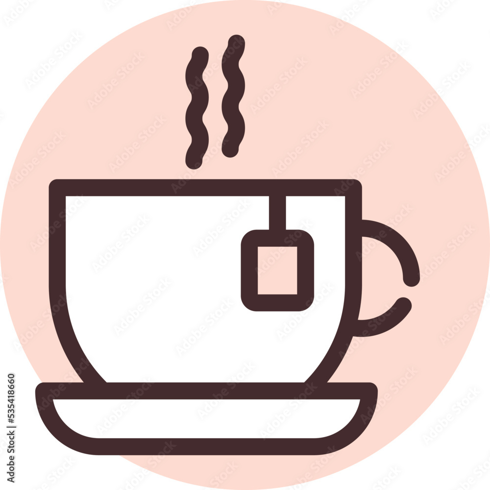Hot cup of tea, illustration, vector on a white background. Hot cup of tea, illustration, vector on a white background.