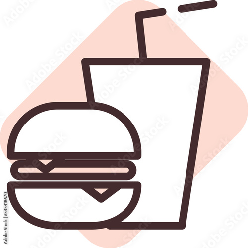 Lunch time, illustration, vector on a white background.