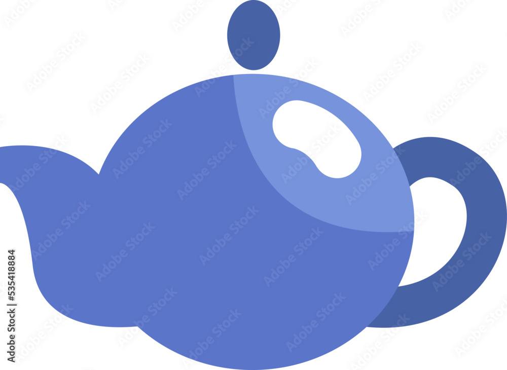 Blue teapot, illustration, vector on a white background. Blue teapot, illustration, vector on a white background.